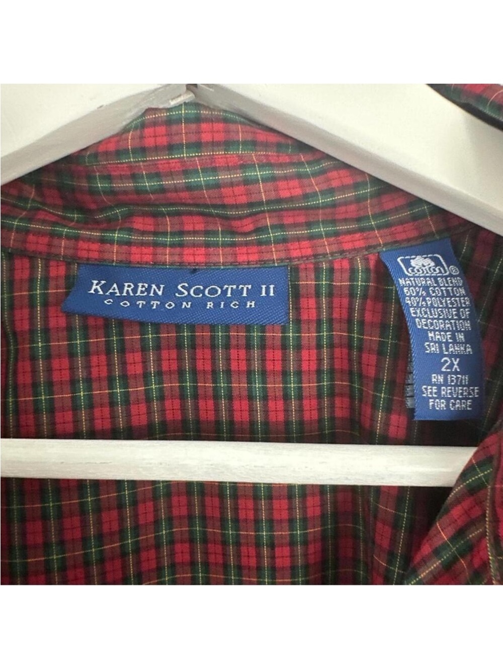 Vintage Karen Scott Women’s Christmas Poinsettia Collar Shirt Size 2X - Picture 3 of 4